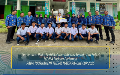MTsN 4 Padang Pariaman Serahkan Apresiasi Juara II Futsal, Prestasi Membanggakan di Bawah Kepemimpinan Kepala Madrasah